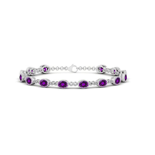Infinity Tennis Bracelet | Sterling Silver Birthstone Bracelet | Adjustable Chain | 15 Gemstone Choices | Personalized Gemstone Bracelet
