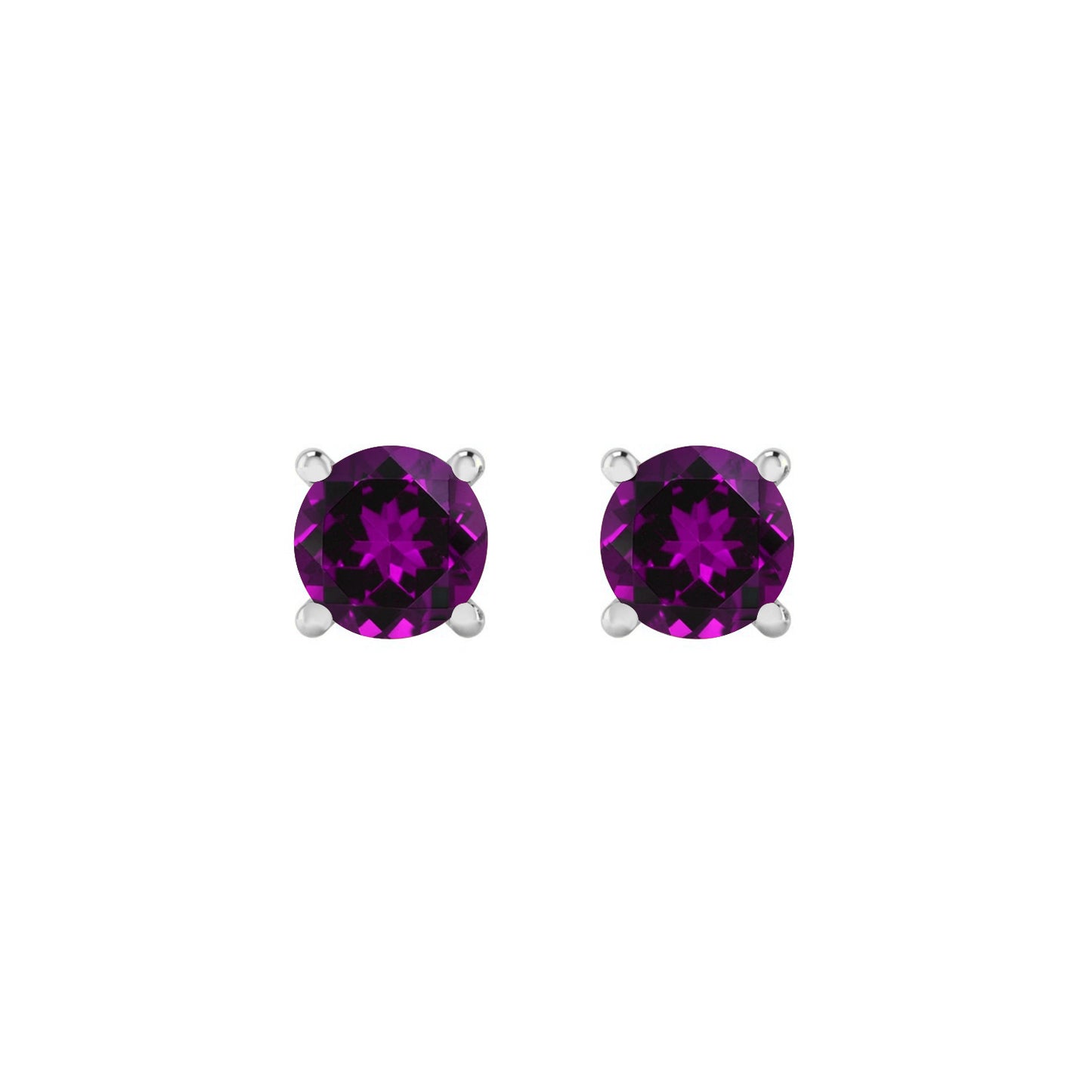 925 Sterling Silver Birthstone Stud Earrings | Diamond Accent Gemstone Earrings | 15 Birthstone Options | Gift for Women