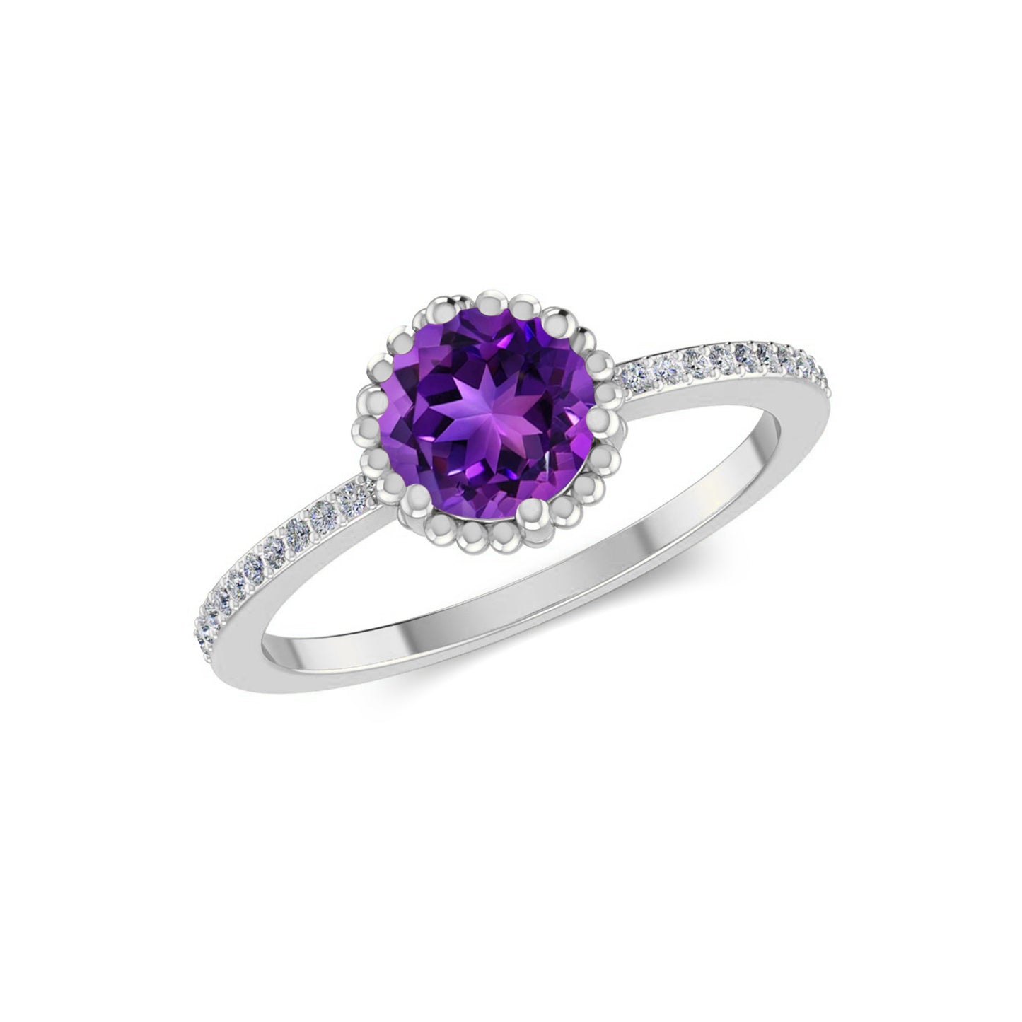 Bezel Halo Solitaire Ring | Sterling Silver Birthstone Ring | Genuine Gemstone & Diamond Studded Ring | Personalized Promise Ring | Gift for Her