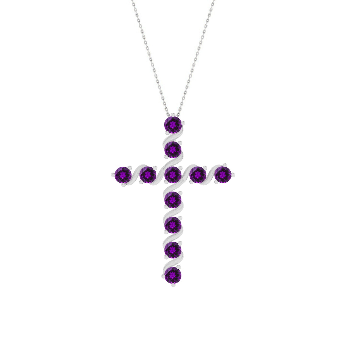 Gemstone Cross Pendant | Floral Vine Style Gemstone Pendant | Sterling Silver Birthstone Necklace | Adjustable Chain | 15 Gemstone Choices | Personalized Gemstone Pendant