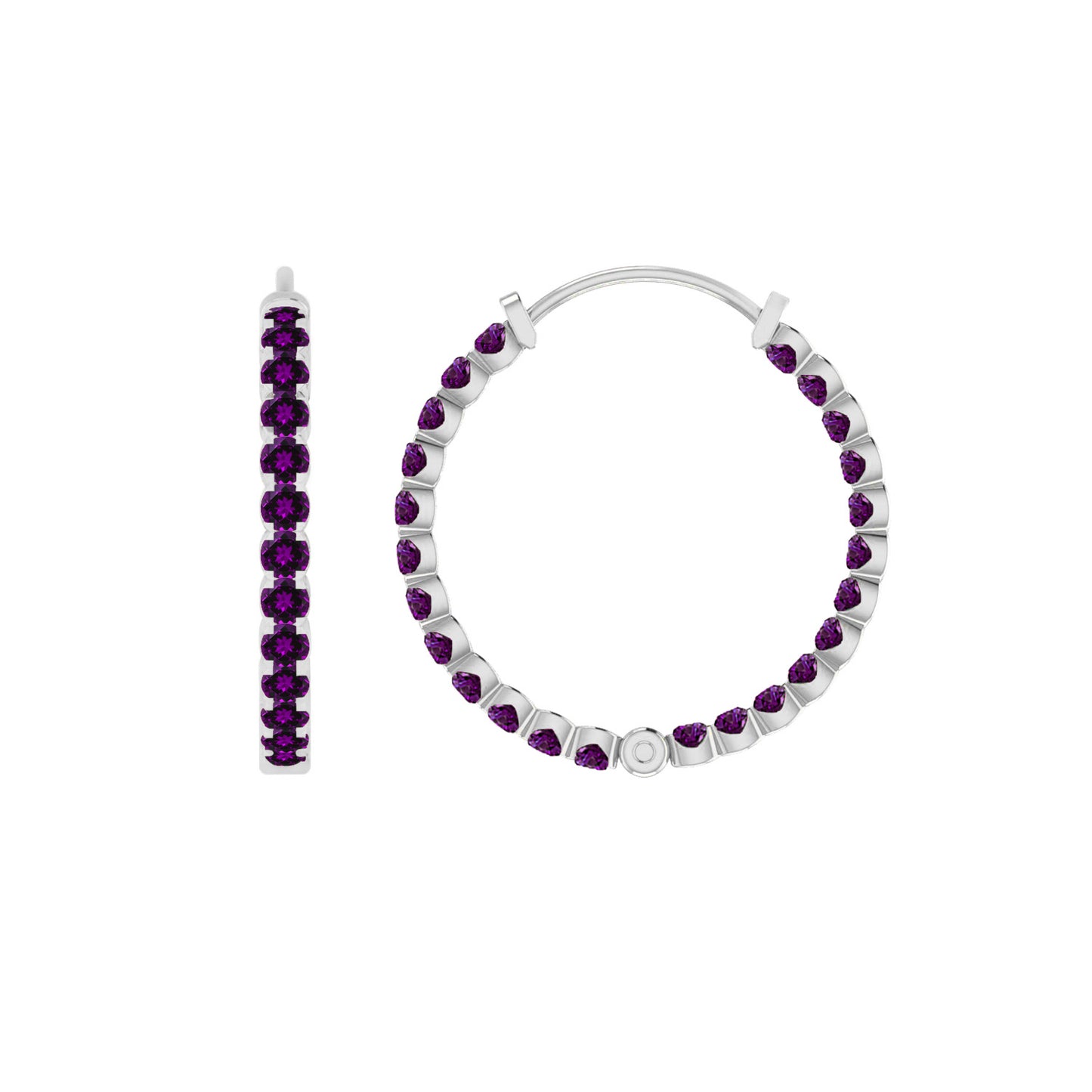 Inside-Out Hoop Earrings | 925 Sterling Silver Birthstone Stud Earrings | Diamond Accent Gemstone Earrings | 15 Birthstone Options | Gift for Women