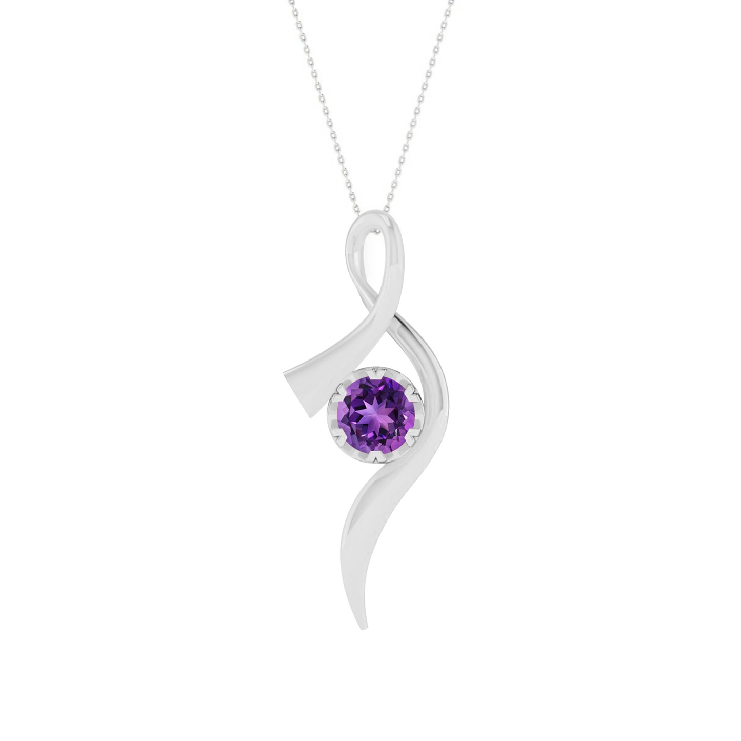 Infinity Twist Pendant | Floral Vine Style Gemstone Pendant | Sterling Silver Birthstone Necklace | Adjustable Chain | 15 Gemstone Choices | Personalized Gemstone Pendant
