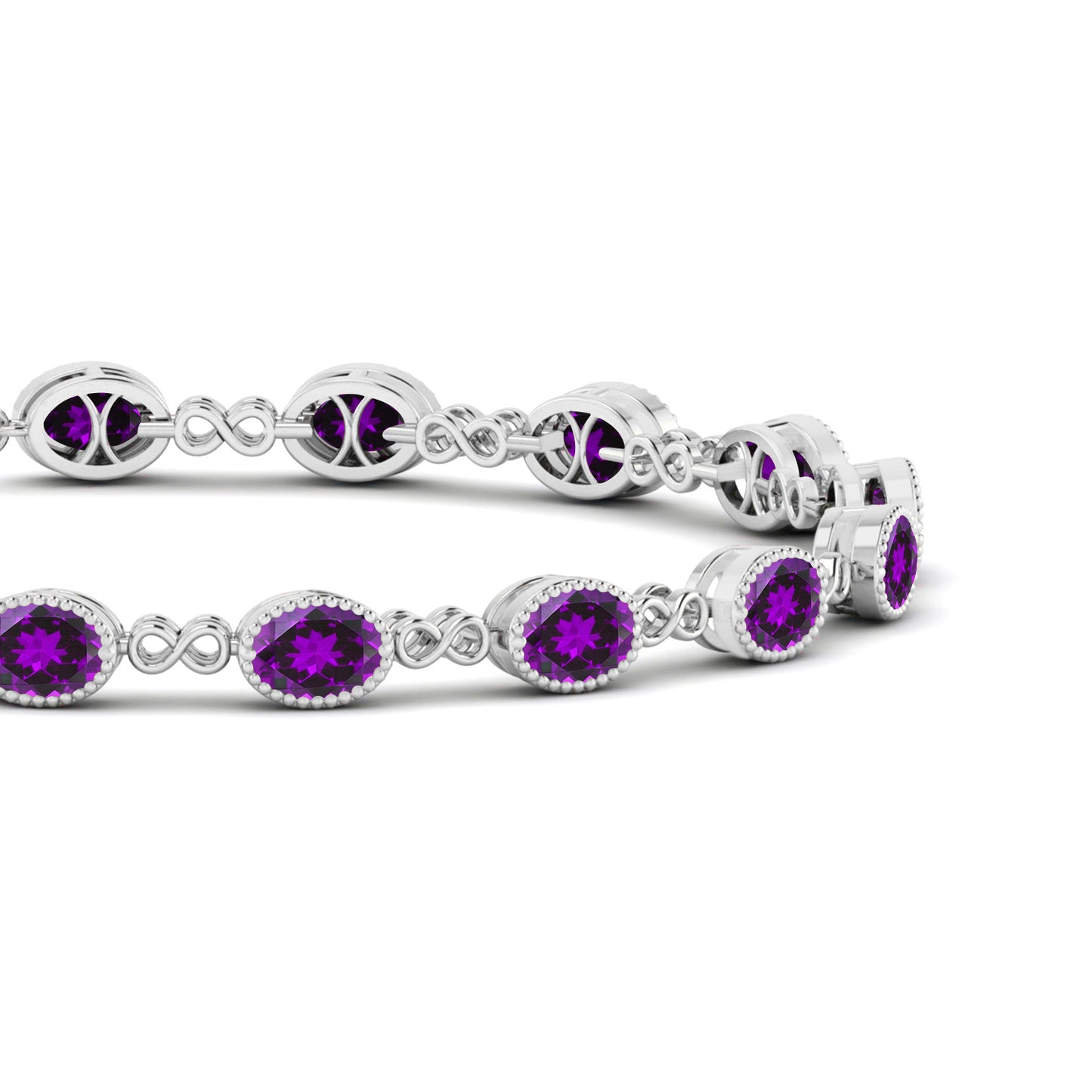 Infinity Tennis Bracelet | Sterling Silver Birthstone Bracelet | Adjustable Chain | 15 Gemstone Choices | Personalized Gemstone Bracelet