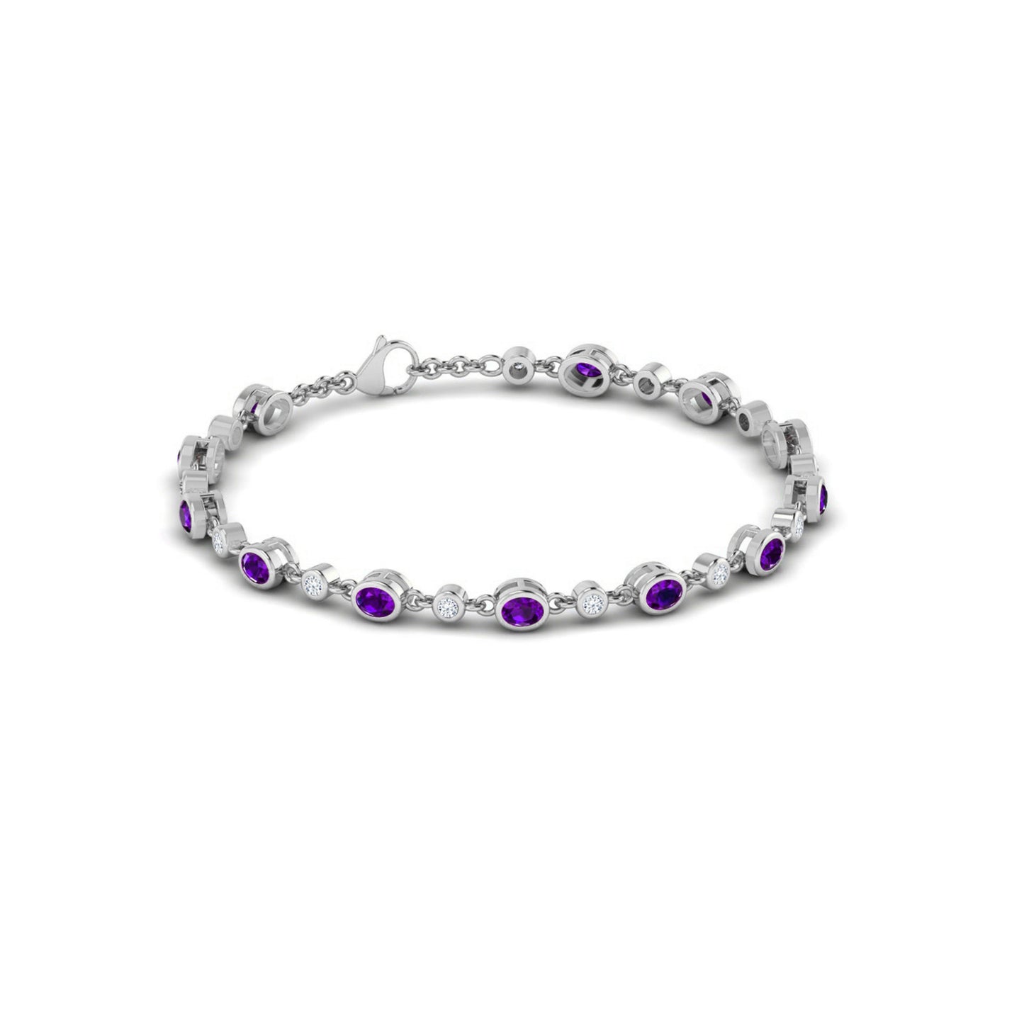 Bezel Set Tennis Bracelet | Sterling Silver Birthstone Bracelet | Adjustable Chain | 15 Gemstone Choices | Personalized Gemstone Bracelet