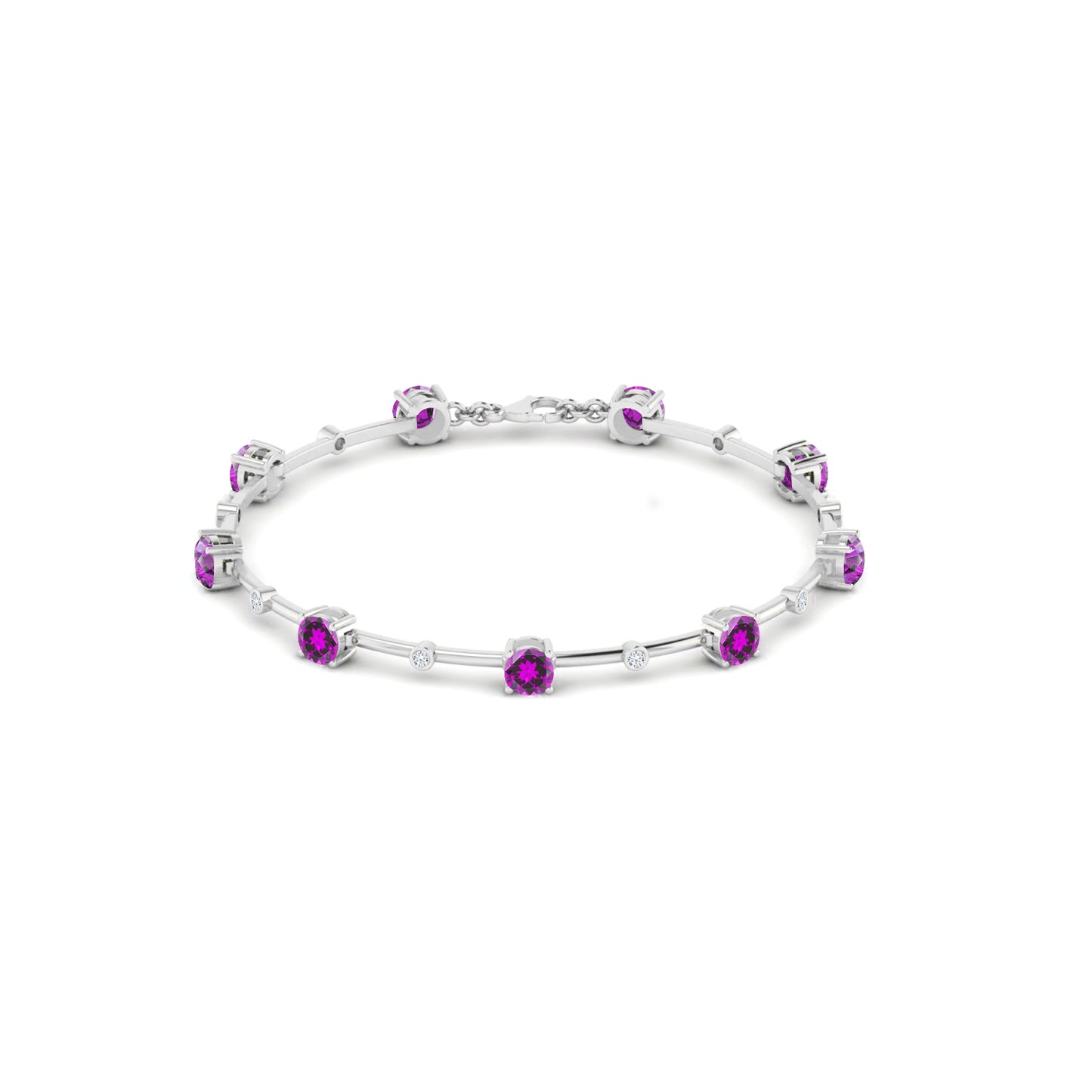 Bar Link Tennis Bracelet | Sterling Silver Birthstone Bracelet | Adjustable Chain | 15 Gemstone Choices | Personalized Gemstone Bracelet