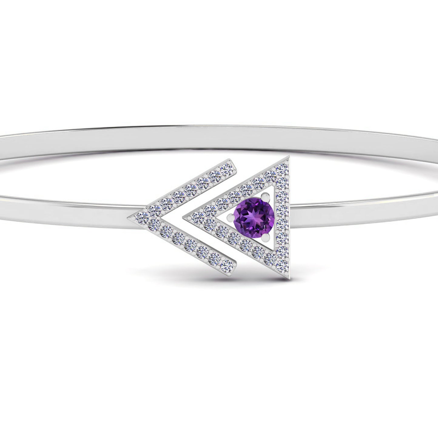 Geometric Open Bangle Bracelet | Sterling Silver Birthstone Bracelet | Adjustable Chain | 15 Gemstone Choices | Personalized Gemstone Bracelet