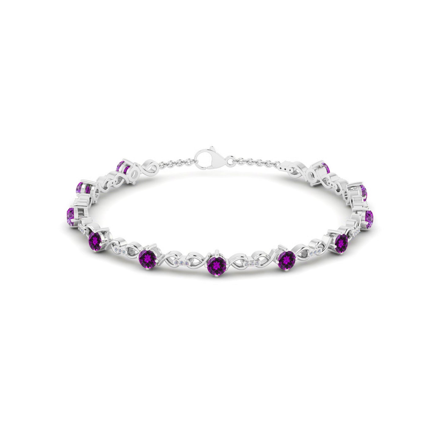Infinity Tennis Bracelet | Sterling Silver Birthstone Bracelet | Adjustable Chain | 15 Gemstone Choices | Personalized Gemstone Bracelet