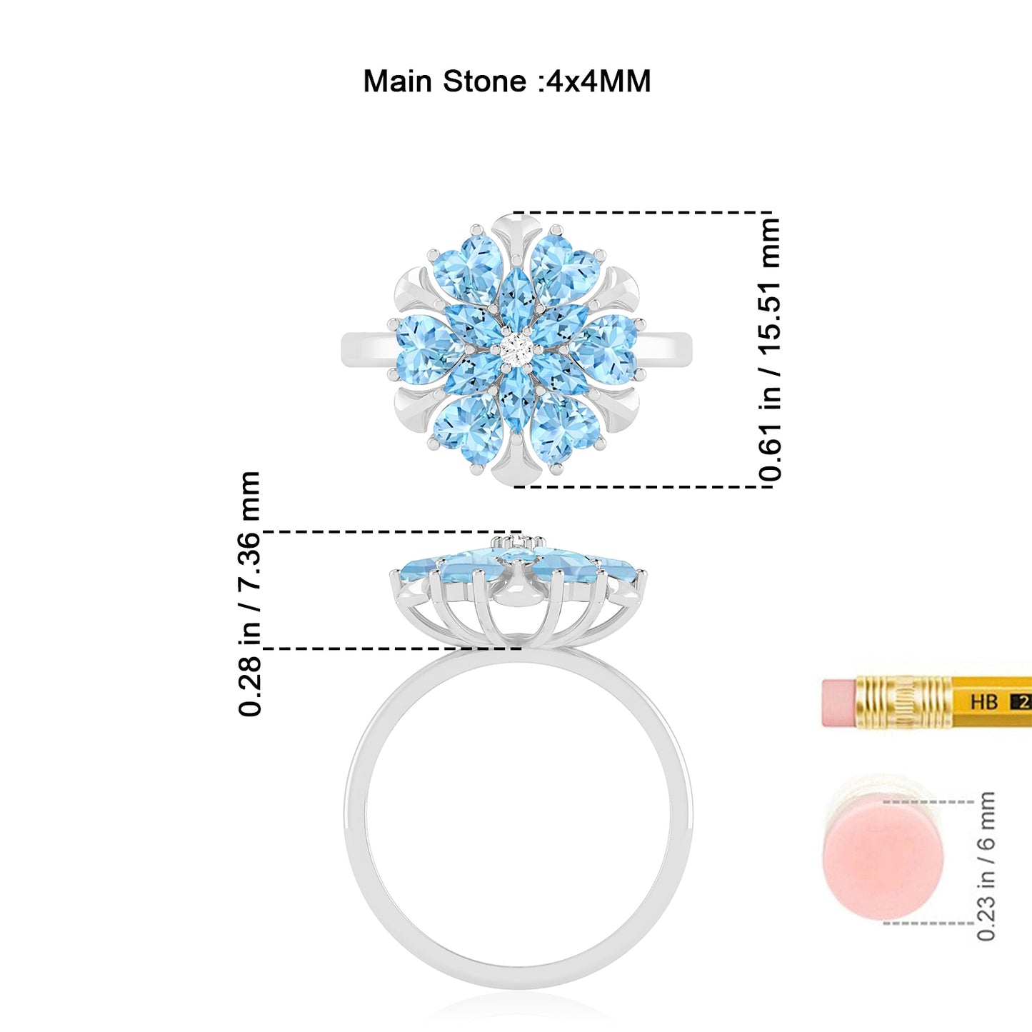 Floral Cluster Ring | Sterling Silver Birthstone Ring | Genuine Gemstone Studded Ring | Personalized Promise Ring | Gift for Her