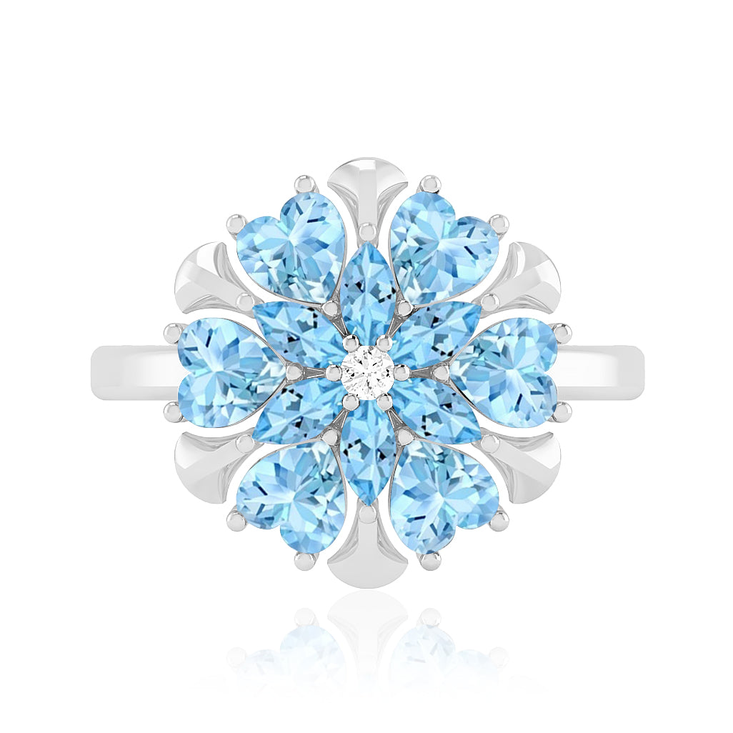 Floral Cluster Ring | Sterling Silver Birthstone Ring | Genuine Gemstone Studded Ring | Personalized Promise Ring | Gift for Her