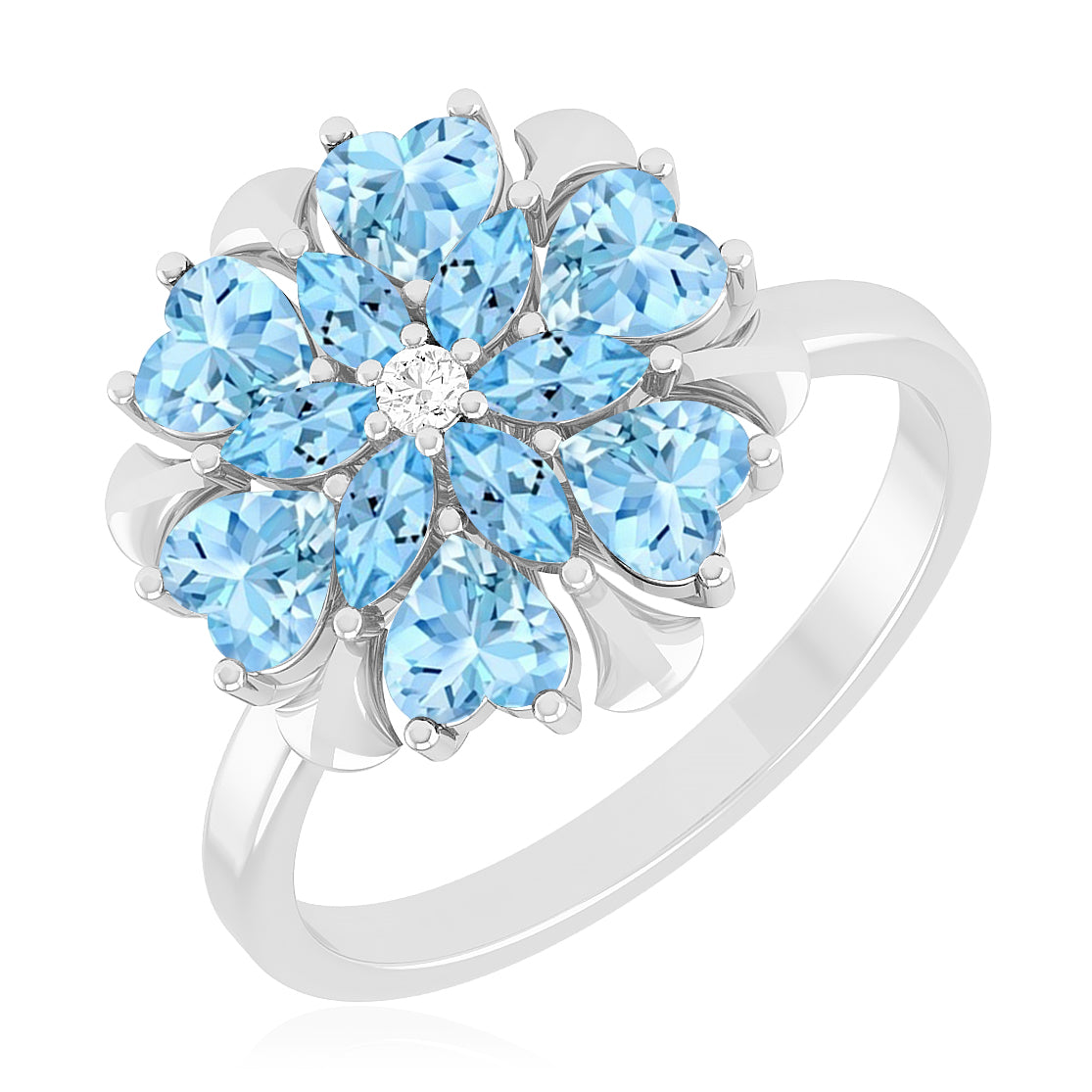 Floral Cluster Ring | Sterling Silver Birthstone Ring | Genuine Gemstone Studded Ring | Personalized Promise Ring | Gift for Her