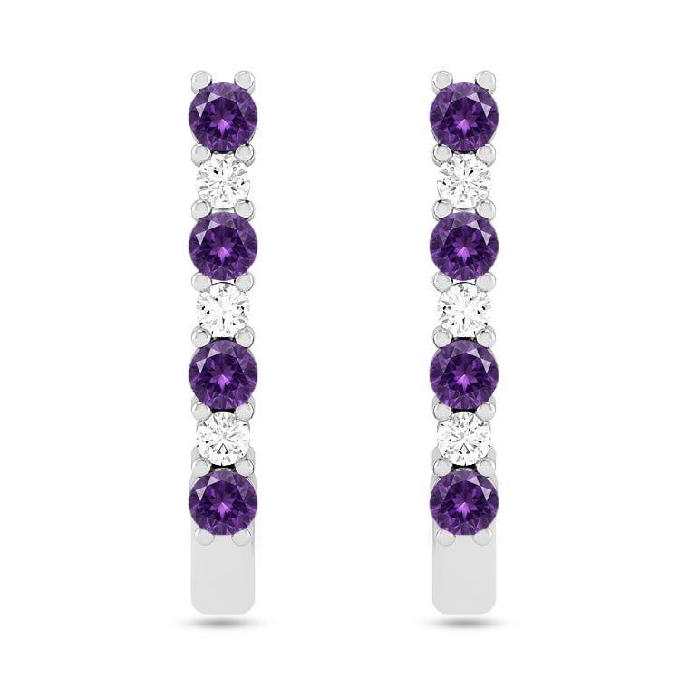 Bar Stud Earrings | 925 Sterling Silver Birthstone Stud Earrings | Diamond Accent Gemstone Earrings | 15 Birthstone Options | Gift for Women