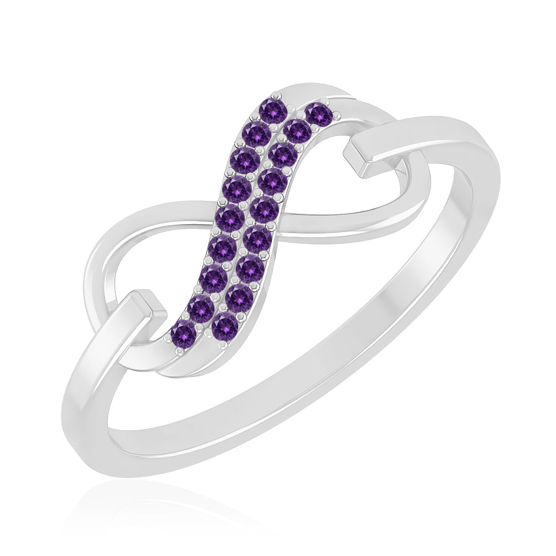 Paperclip Link Ring | Sterling Silver Birthstone Ring | Genuine Gemstone & Diamond Studded Ring | Personalized Promise Ring | Gift for Her