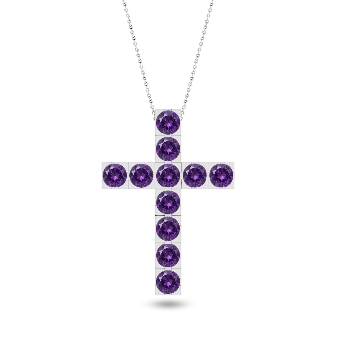 Cross Pendant Necklace | Sterling Silver Birthstone Necklace | Adjustable Chain | 15 Gemstone Choices | Personalized Gemstone Pendant