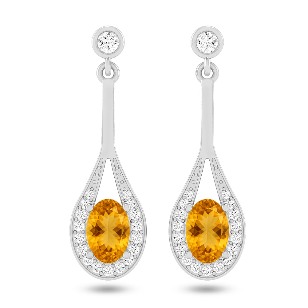 Teardrop Halo Dangle Earrings | 925 Sterling Silver Birthstone Stud Earrings | Diamond Accent Gemstone Earrings | 15 Birthstone Options | Gift for Women