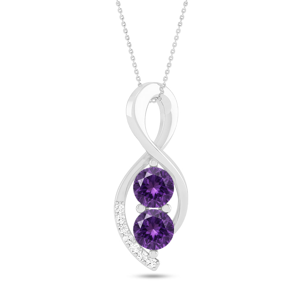 Infinity Twist Pendant | Starburst Pendant | Heart Knot Teardrop Pendant | Sterling Silver Birthstone Necklace | Diamond Accent | Adjustable Chain | 15 Gemstone Choices