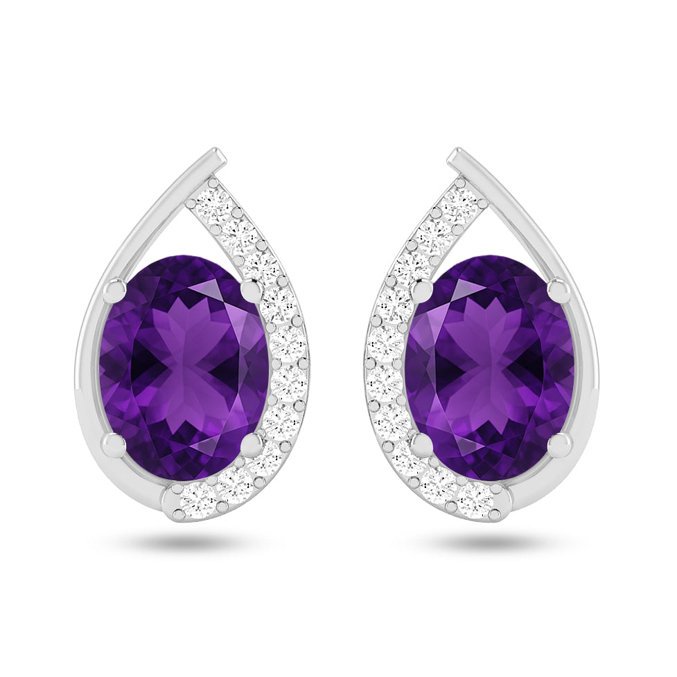 Pear Halo Stud Earrings | 925 Sterling Silver Birthstone Stud Earrings | Diamond Accent Gemstone Earrings | 15 Birthstone Options | Gift for Women (Copy)