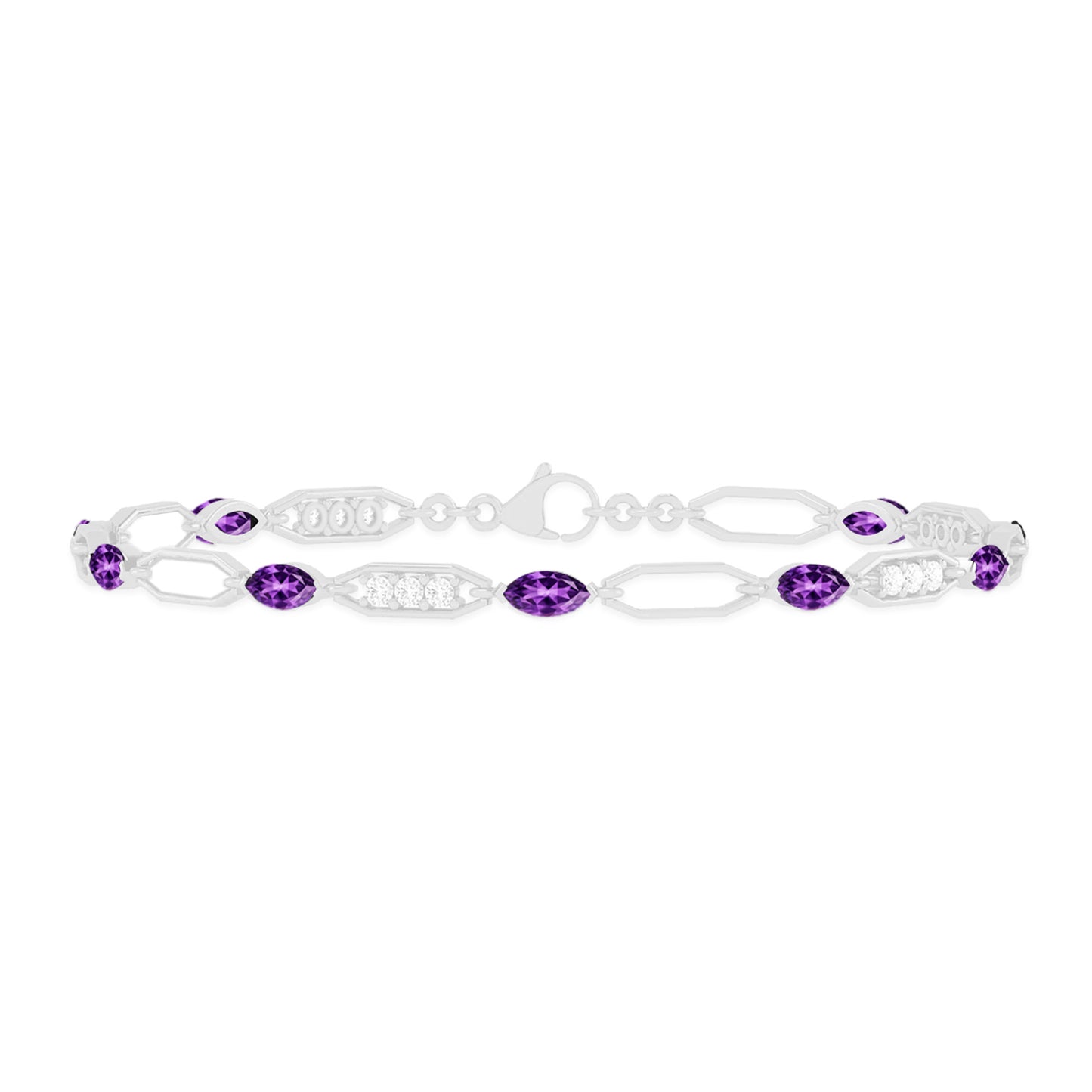 Art Deco Link Bracelet | Sterling Silver Birthstone Bracelet | Adjustable Chain | 15 Gemstone Choices | Personalized Gemstone Bracelet Floral Vine Bracelet Canter piece