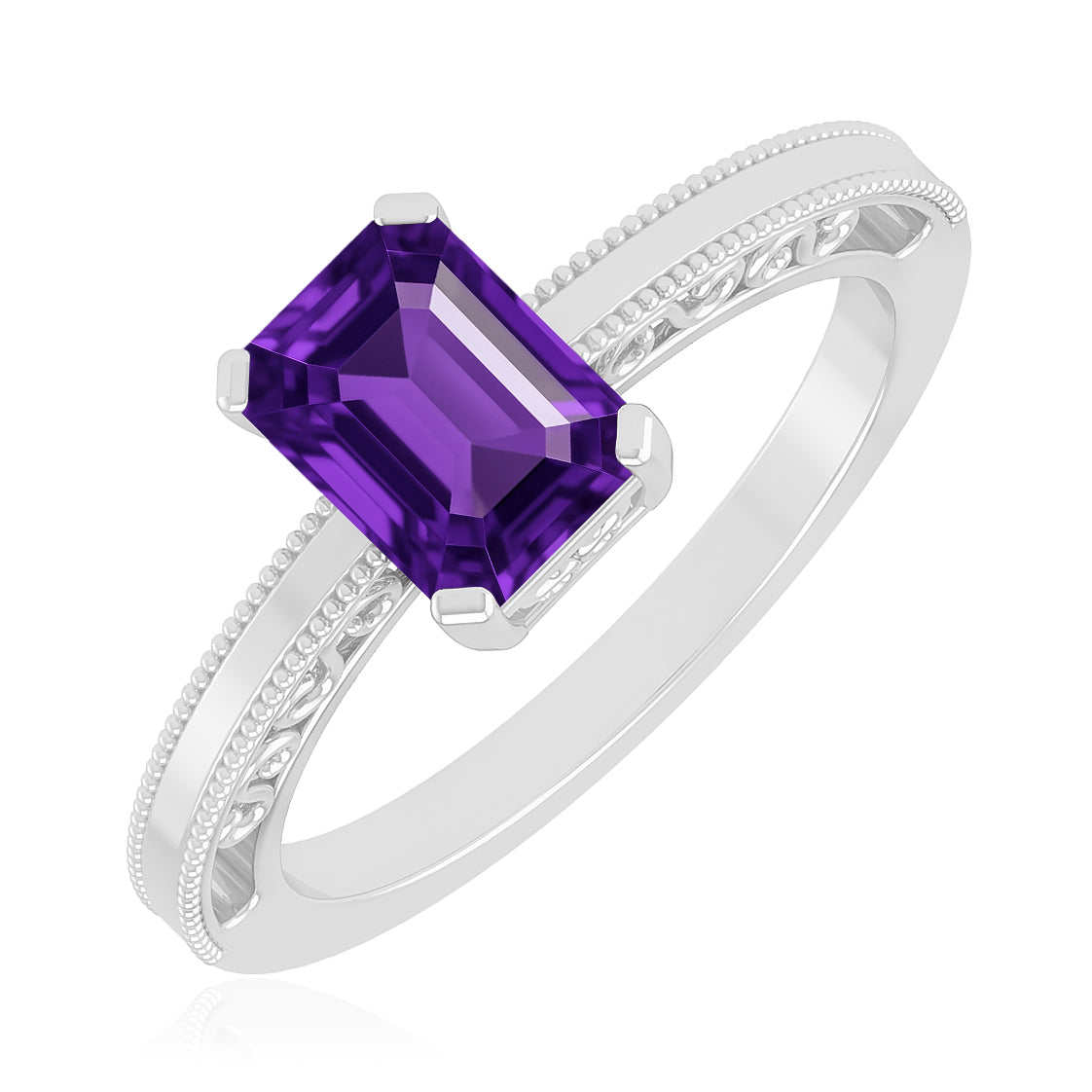 Vintage Milgrain Split Shank | Sterling Silver Birthstone Ring | Genuine Gemstone & Diamond Studded Ring | Personalized Promise Ring | Gift for Her