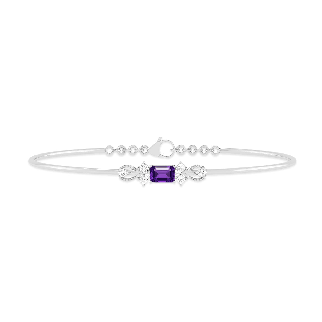 Gemstone Bangle Bracelet | Sterling Silver Birthstone Bracelet | Adjustable Chain | 15 Gemstone Choices | Personalized Gemstone Bracelet Floral Vine Bracelet Canter piece