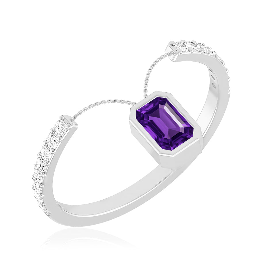 Open Bypass Ring | Sterling Silver Birthstone Ring | Genuine Gemstone Studded Ring | Personalized Promise Ring | Gift for Her