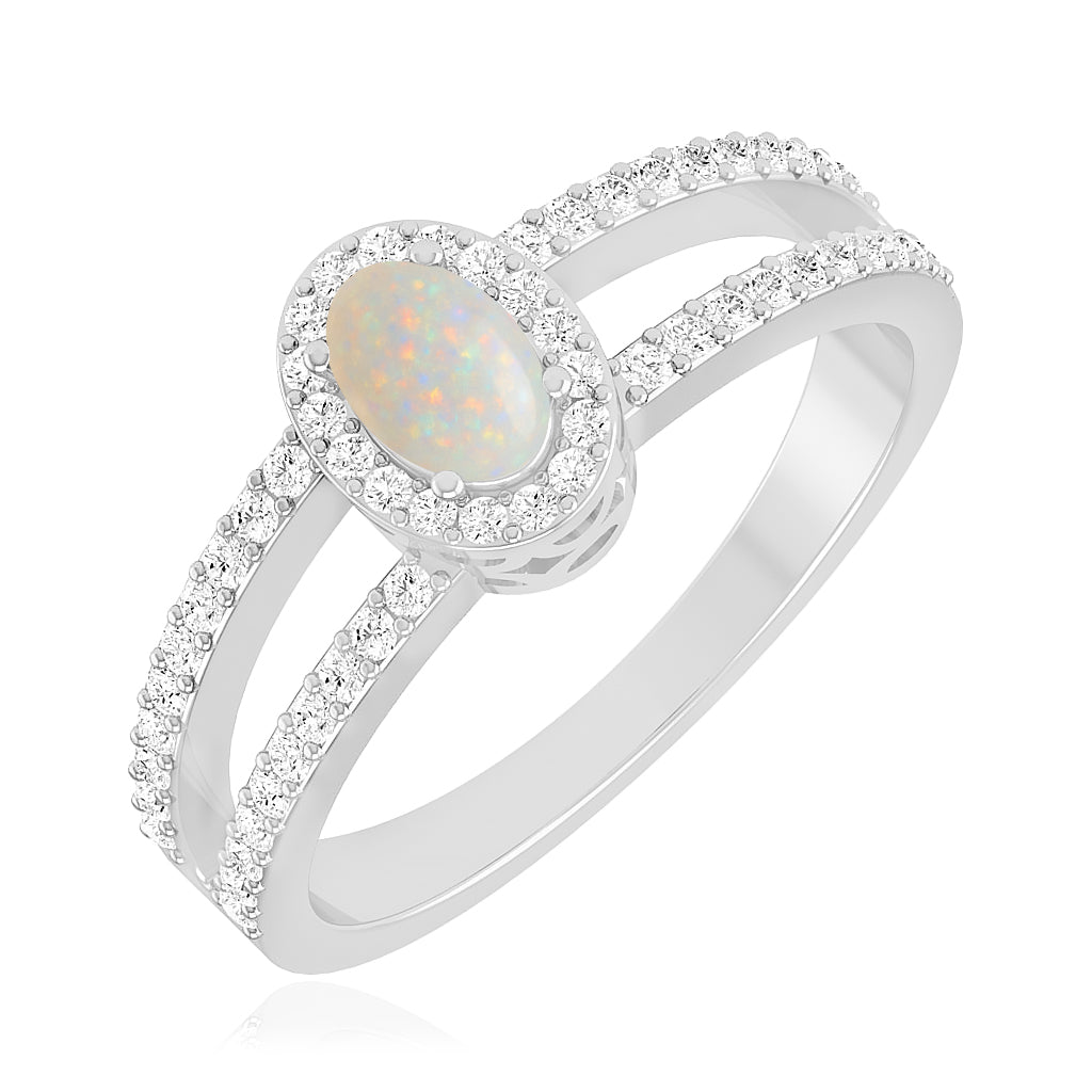 Halo Split Shank Ring | Sterling Silver Birthstone Ring | Genuine Gemstone & Diamond Studded Ring | Personalized Promise Ring | Gift for Her