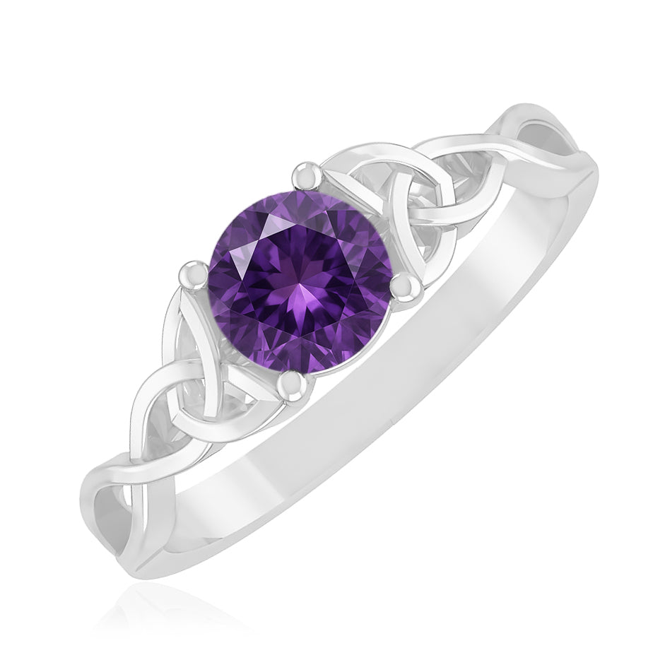 Celtic Knot Ring | Sterling Silver Birthstone Ring | Genuine Gemstone & Diamond Studded Ring | Personalized Promise Ring | Gift for Her