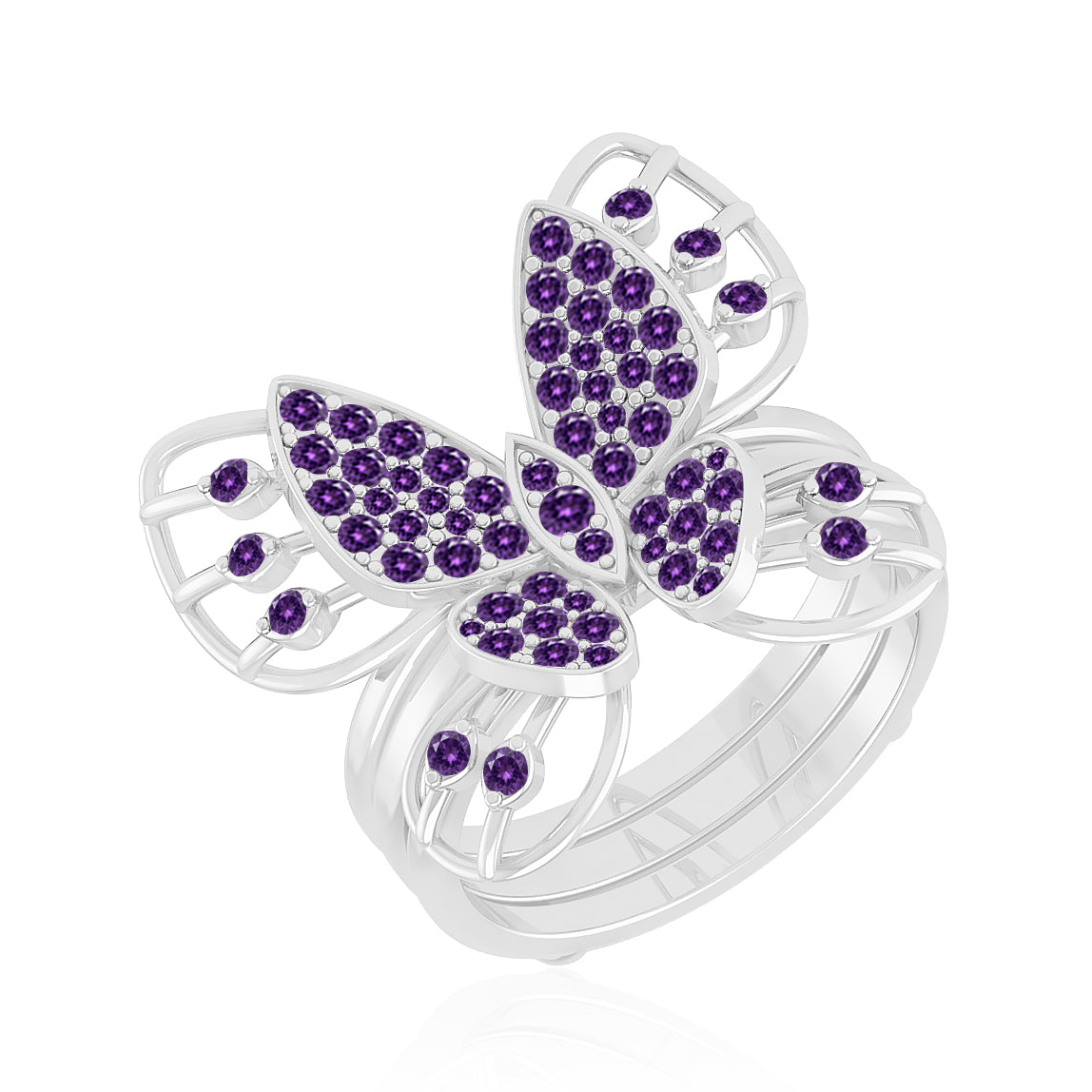 Butterfly Ring | Sterling Silver Birthstone Ring | Genuine Gemstone Ring | Personalized Promise Ring | Gift for Her
