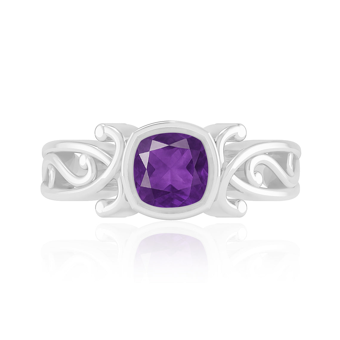 Celtic Knot Bezel Solitaire Ring | Sterling Silver Birthstone Ring | Genuine Gemstone & Diamond Studded Ring | Personalized Promise Ring | Gift for Her