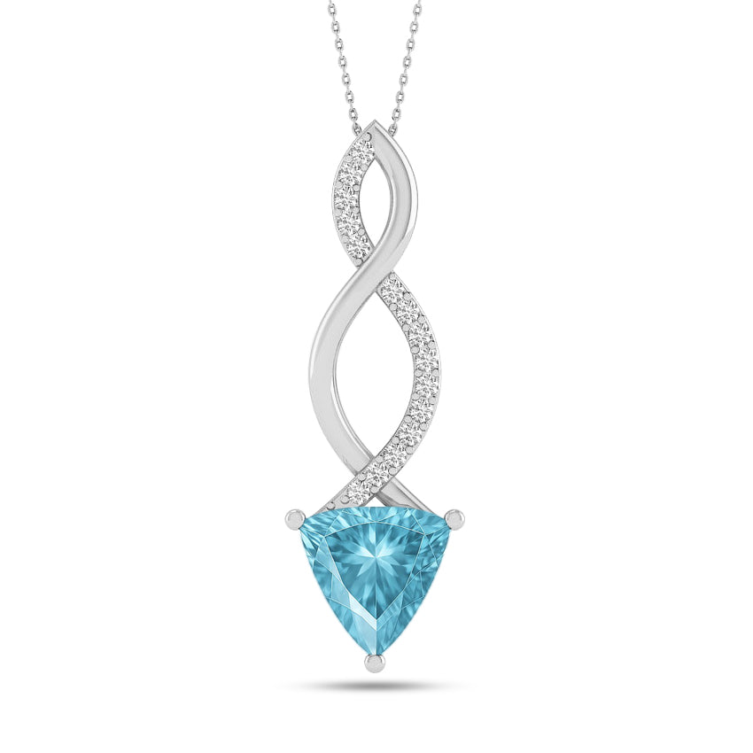 Infinity Twist Pendant | Sterling Silver Birthstone Necklace | Diamond Accent | Adjustable Chain | 15 Gemstone Choices