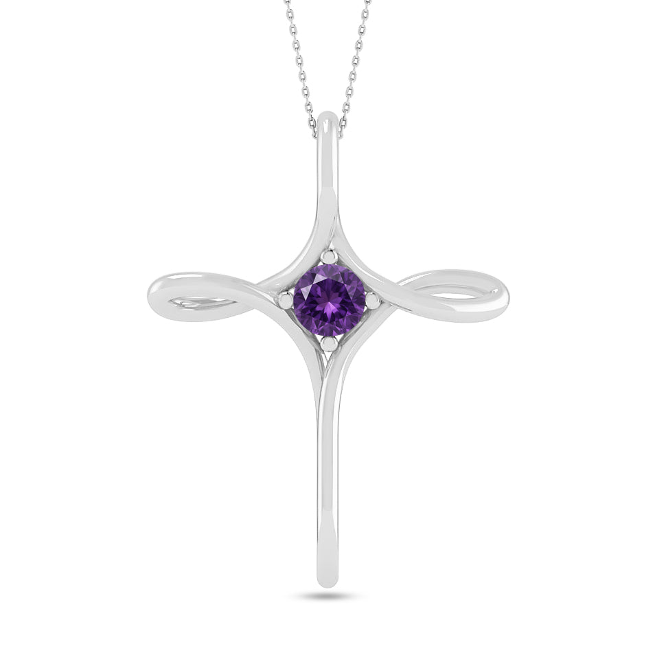 Infinity Cross Pendant | Sterling Silver Birthstone Necklace | Adjustable Chain | 15 Gemstone Choices | Personalized Gemstone Pendant
