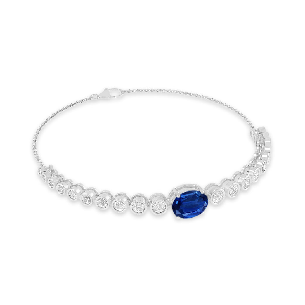 Center Stone Tennis Bracelet | Sterling Silver Birthstone Bracelet | Adjustable Chain | 15 Gemstone Choices | Personalized Gemstone Bracelet