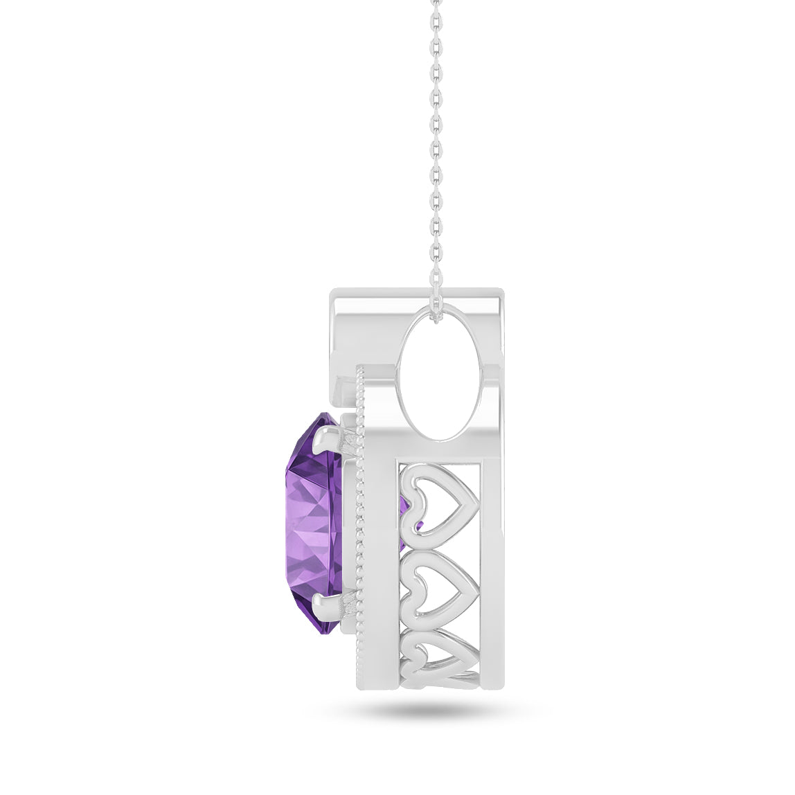 Round Halo Pendant | Starburst Pendant | Heart Knot Teardrop Pendant | Sterling Silver Birthstone Necklace | Diamond Accent | Adjustable Chain | 15 Gemstone Choices