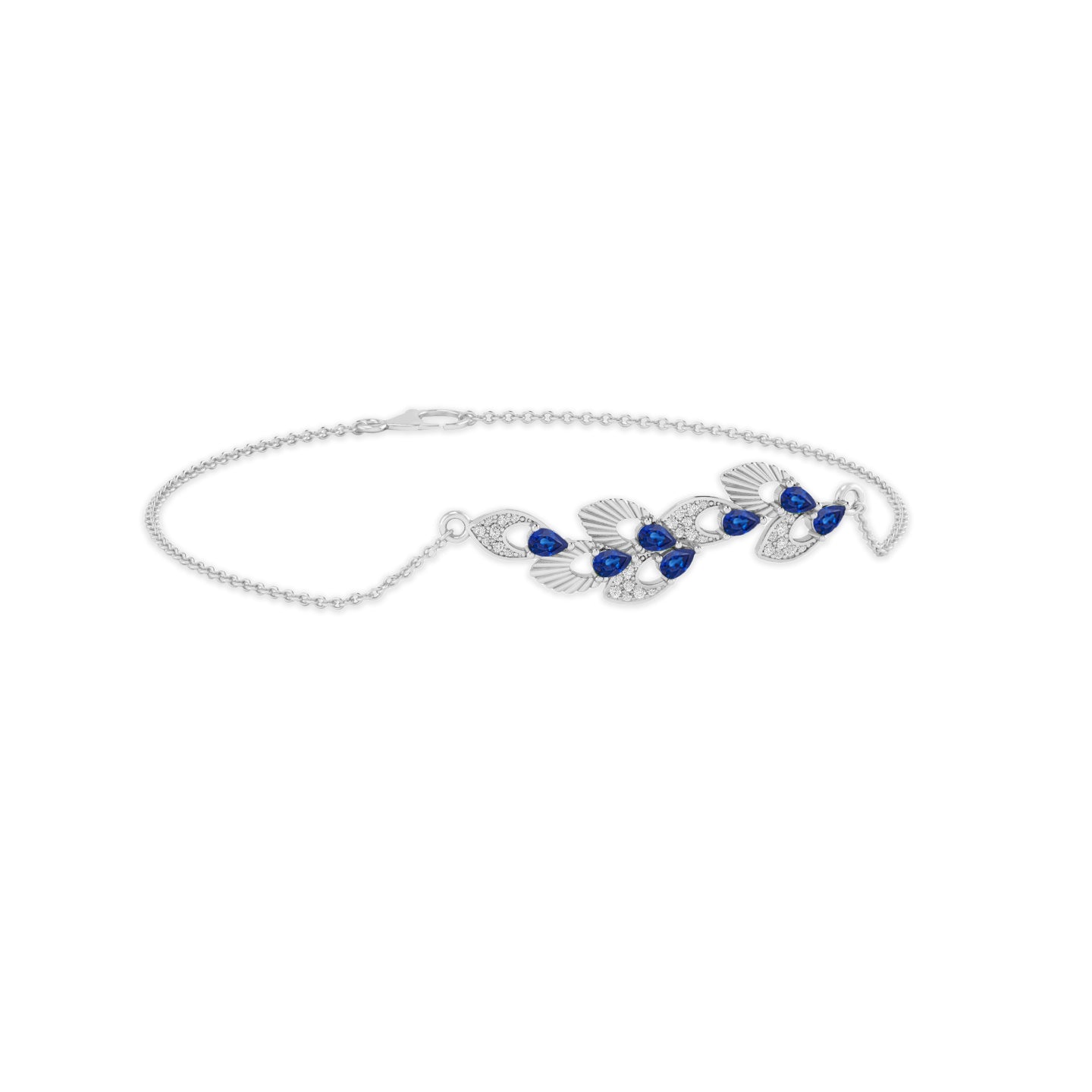 Floral Vine Bracelet Centerpiece | Sterling Silver Birthstone Bracelet | Adjustable Chain | 15 Gemstone Choices | Personalized Gemstone Bracelet Floral Vine Bracelet Canter piece