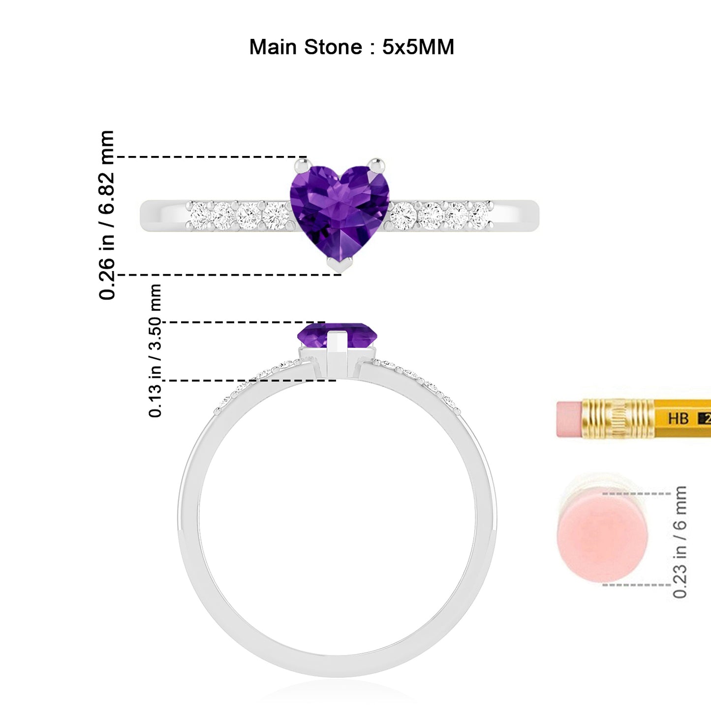 Heart-Cut Center Gemstone | Sterling Silver Birthstone Ring | Genuine Gemstone Studded Ring | Personalized Promise Ring | Gift for Her