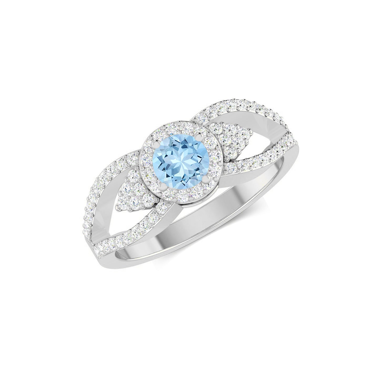 Split Shank Halo Ring | Sterling Silver Birthstone Ring | Genuine Gemstone & Diamond Studded Ring | Personalized Promise Ring | Gift for Her