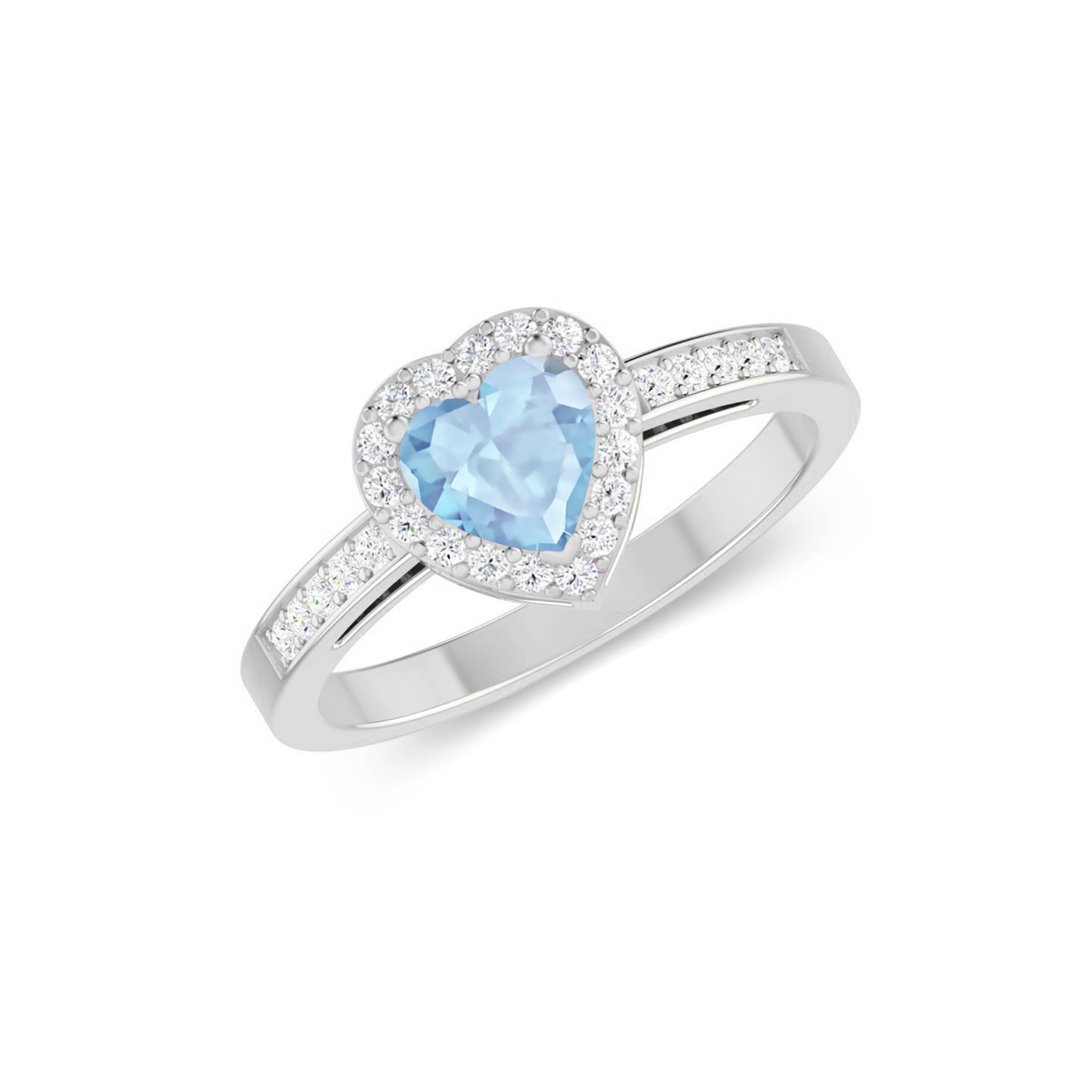 Heart Halo Ring | Sterling Silver Birthstone Ring | Genuine Gemstone Studded Ring | Personalized Promise Ring | Gift for Her