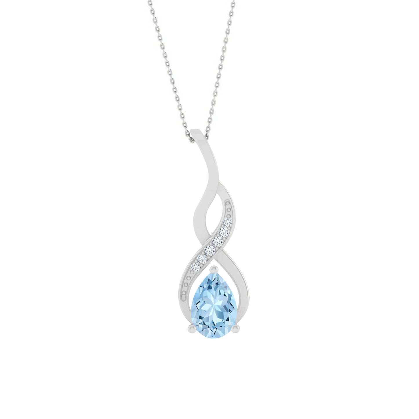 Classic Teardrop Solitaire Pendant | Starburst Pendant | Heart Knot Teardrop Pendant | Sterling Silver Birthstone Necklace | Diamond Accent | Adjustable Chain | 15 Gemstone Choices
