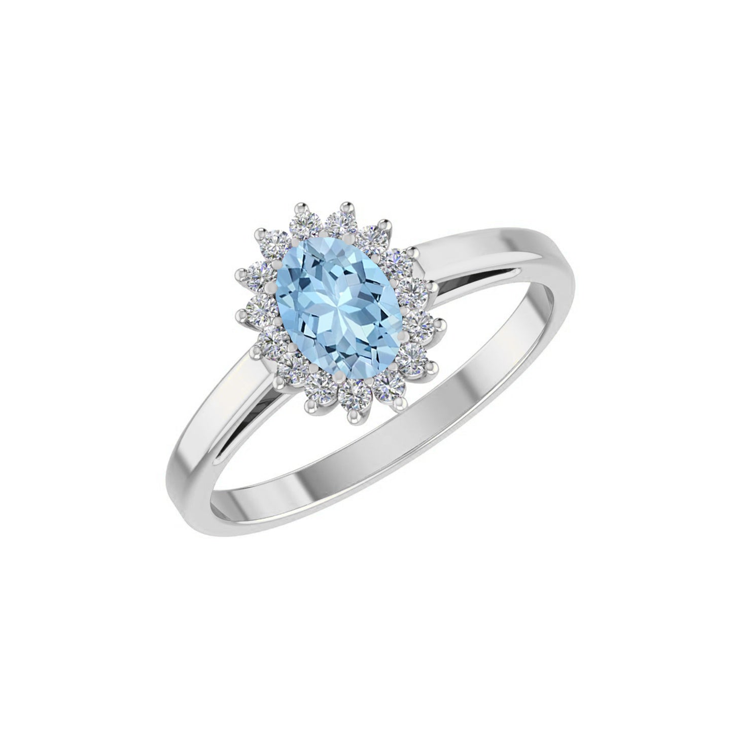 Halo Solitaire Ring | Sterling Silver Birthstone Ring | Genuine Gemstone & Diamond Studded Ring | Personalized Promise Ring | Gift for Her