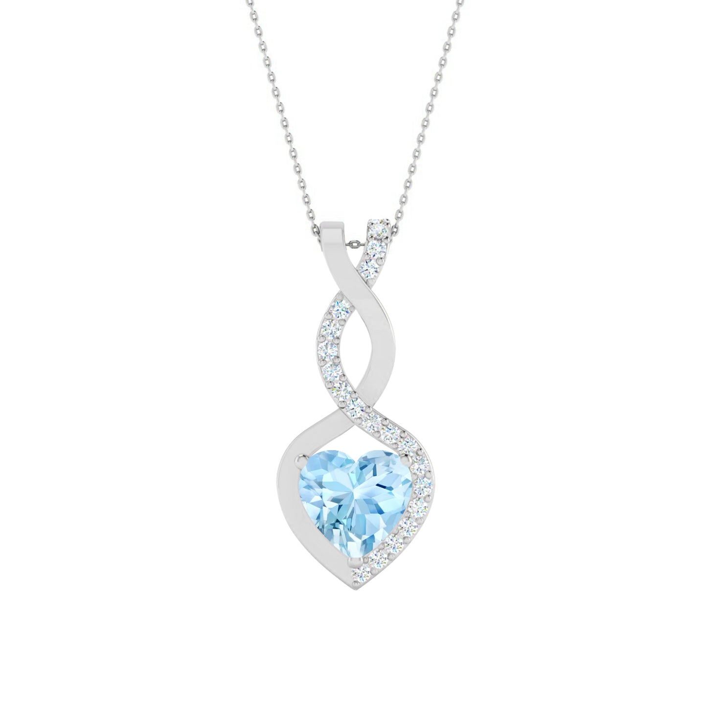 Infinity Heart Pendant | Starburst Pendant | Heart Knot Teardrop Pendant | Sterling Silver Birthstone Necklace | Diamond Accent | Adjustable Chain | 15 Gemstone Choices