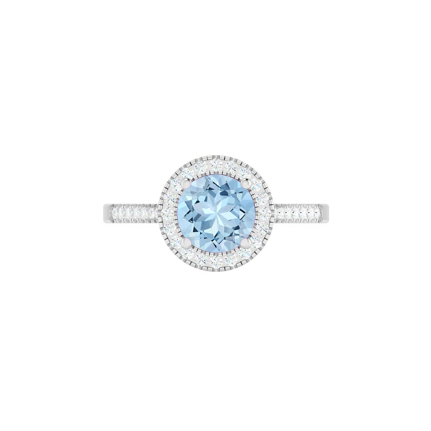 Halo Solitaire Ring | Sterling Silver Birthstone Ring | Genuine Gemstone & Diamond Studded Ring | Personalized Promise Ring | Gift for Her