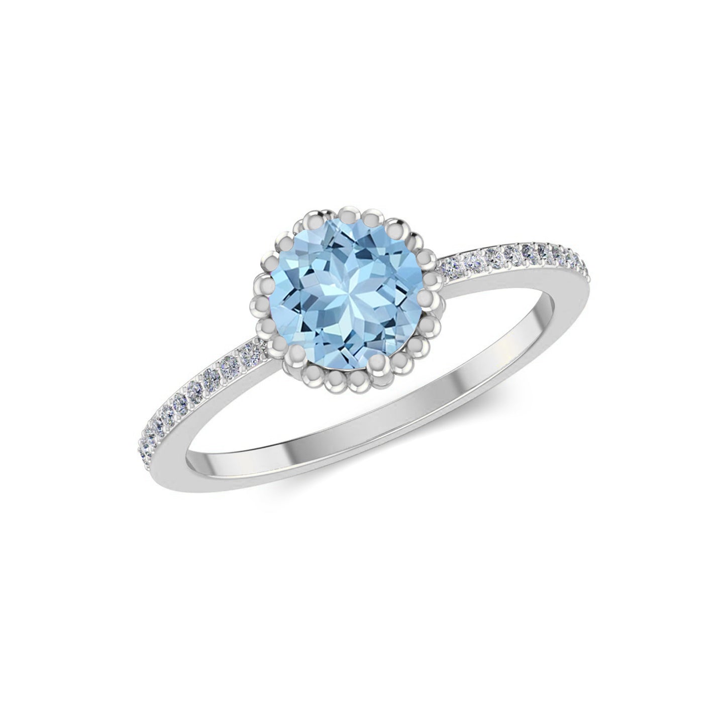 Bezel Halo Solitaire Ring | Sterling Silver Birthstone Ring | Genuine Gemstone & Diamond Studded Ring | Personalized Promise Ring | Gift for Her