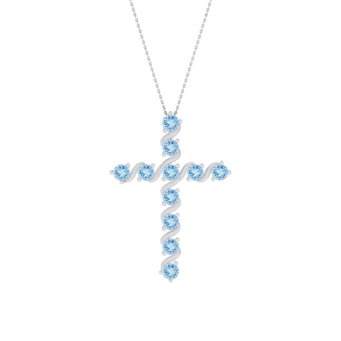 Gemstone Cross Pendant | Floral Vine Style Gemstone Pendant | Sterling Silver Birthstone Necklace | Adjustable Chain | 15 Gemstone Choices | Personalized Gemstone Pendant