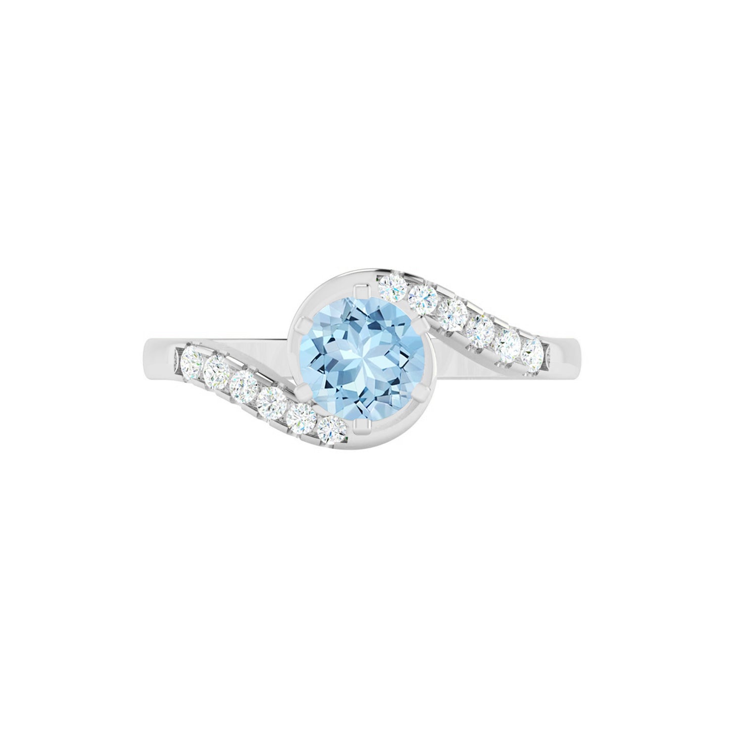 Bypass Solitaire Ring | Sterling Silver Birthstone Ring | Genuine Gemstone & Diamond Studded Ring | Personalized Promise Ring | Gift for Her