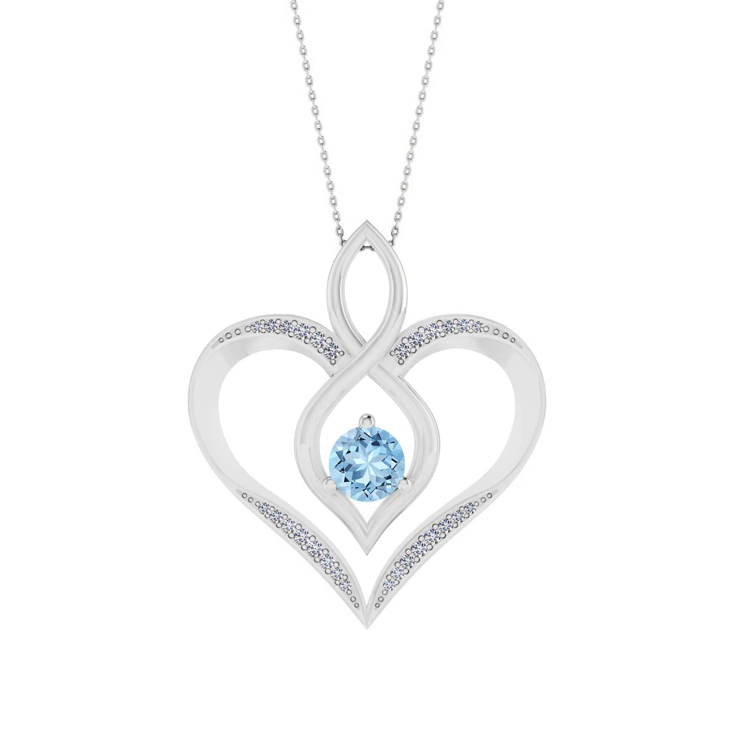 Sterling Silver Birthstone Necklace | Diamond Accent | Adjustable Chain | 15 Gemstone Choices