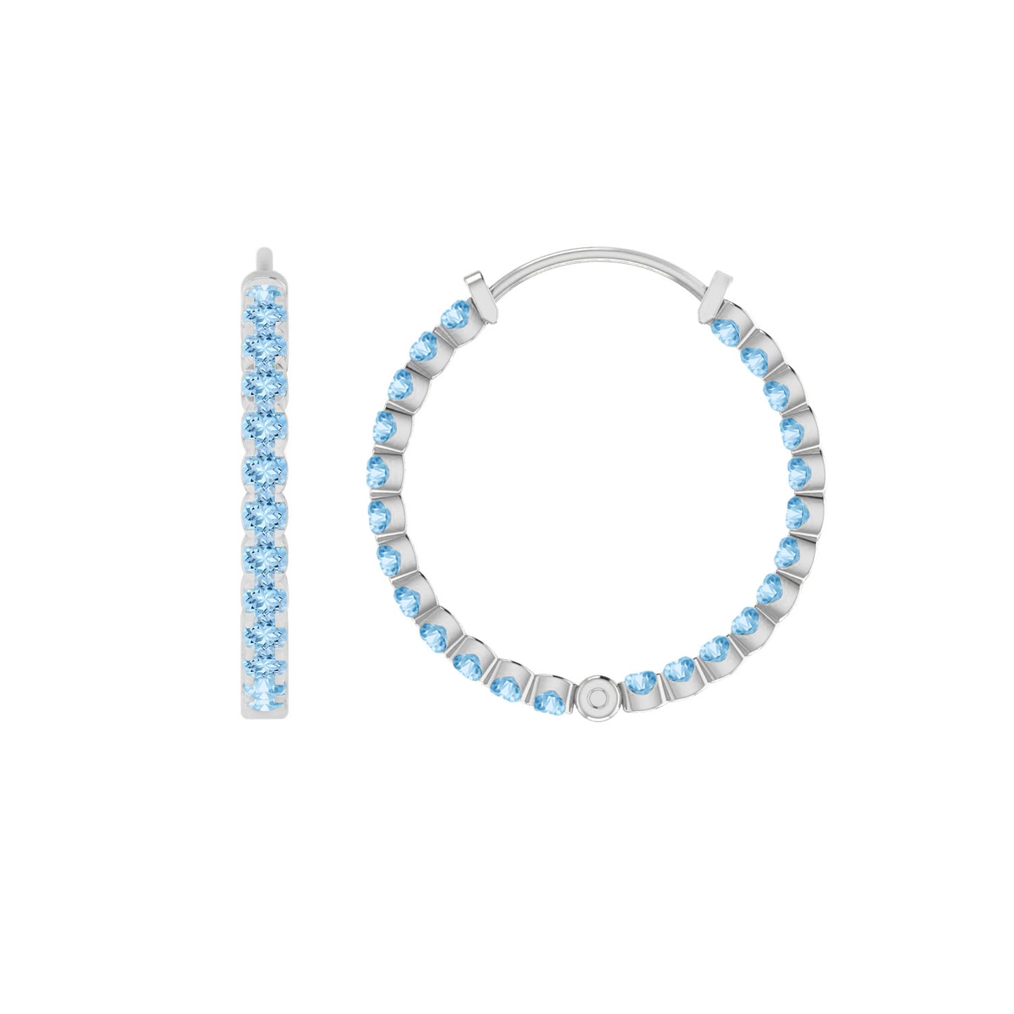 Inside-Out Hoop Earrings | 925 Sterling Silver Birthstone Stud Earrings | Diamond Accent Gemstone Earrings | 15 Birthstone Options | Gift for Women