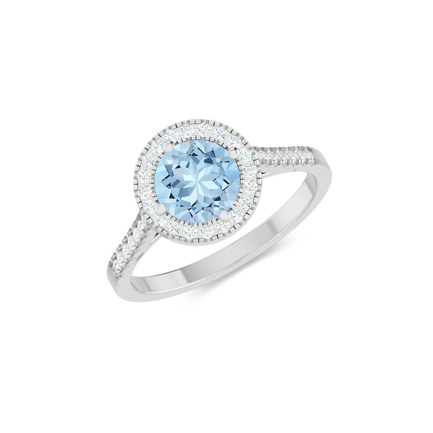 Halo Solitaire Ring | Sterling Silver Birthstone Ring | Genuine Gemstone & Diamond Studded Ring | Personalized Promise Ring | Gift for Her
