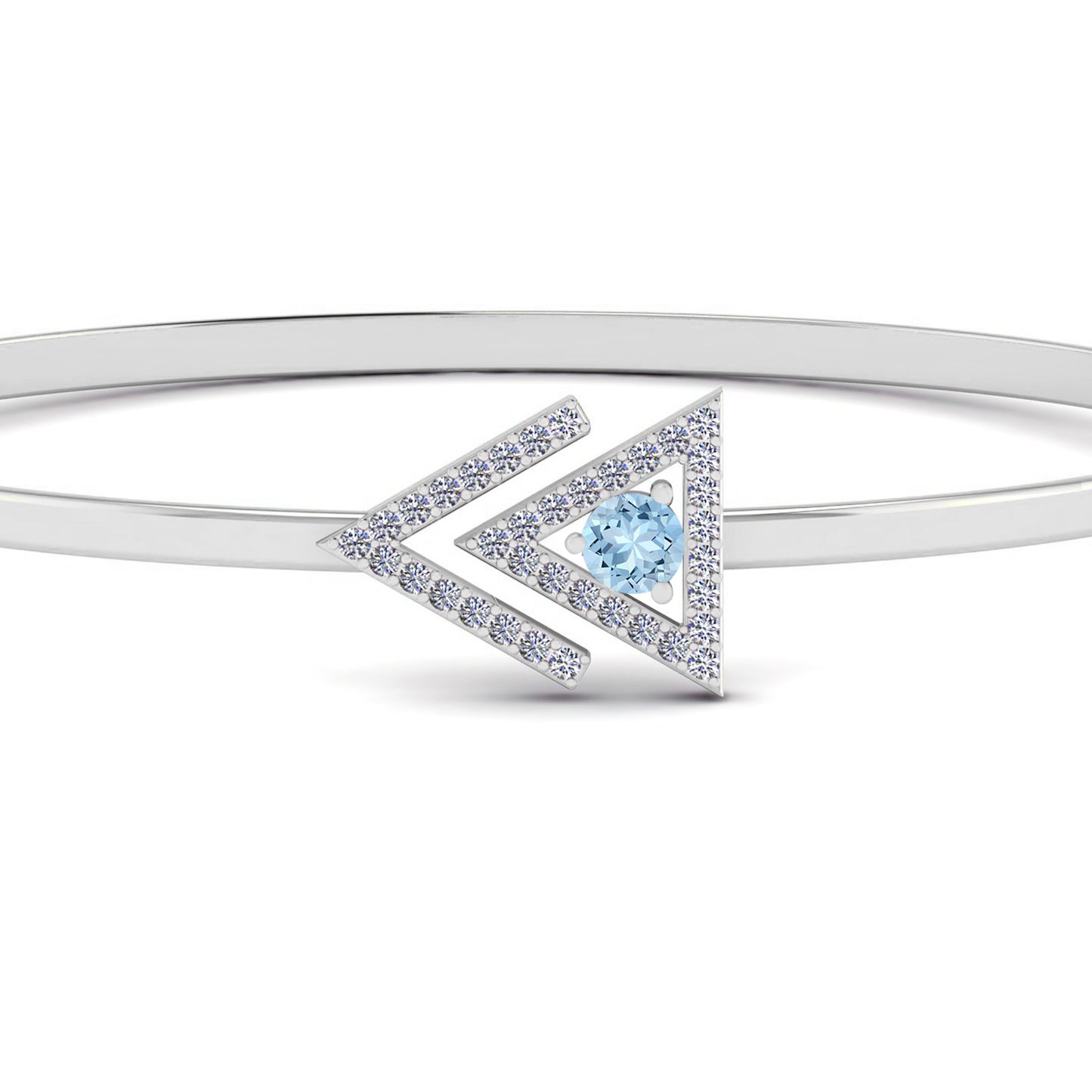 Geometric Open Bangle Bracelet | Sterling Silver Birthstone Bracelet | Adjustable Chain | 15 Gemstone Choices | Personalized Gemstone Bracelet