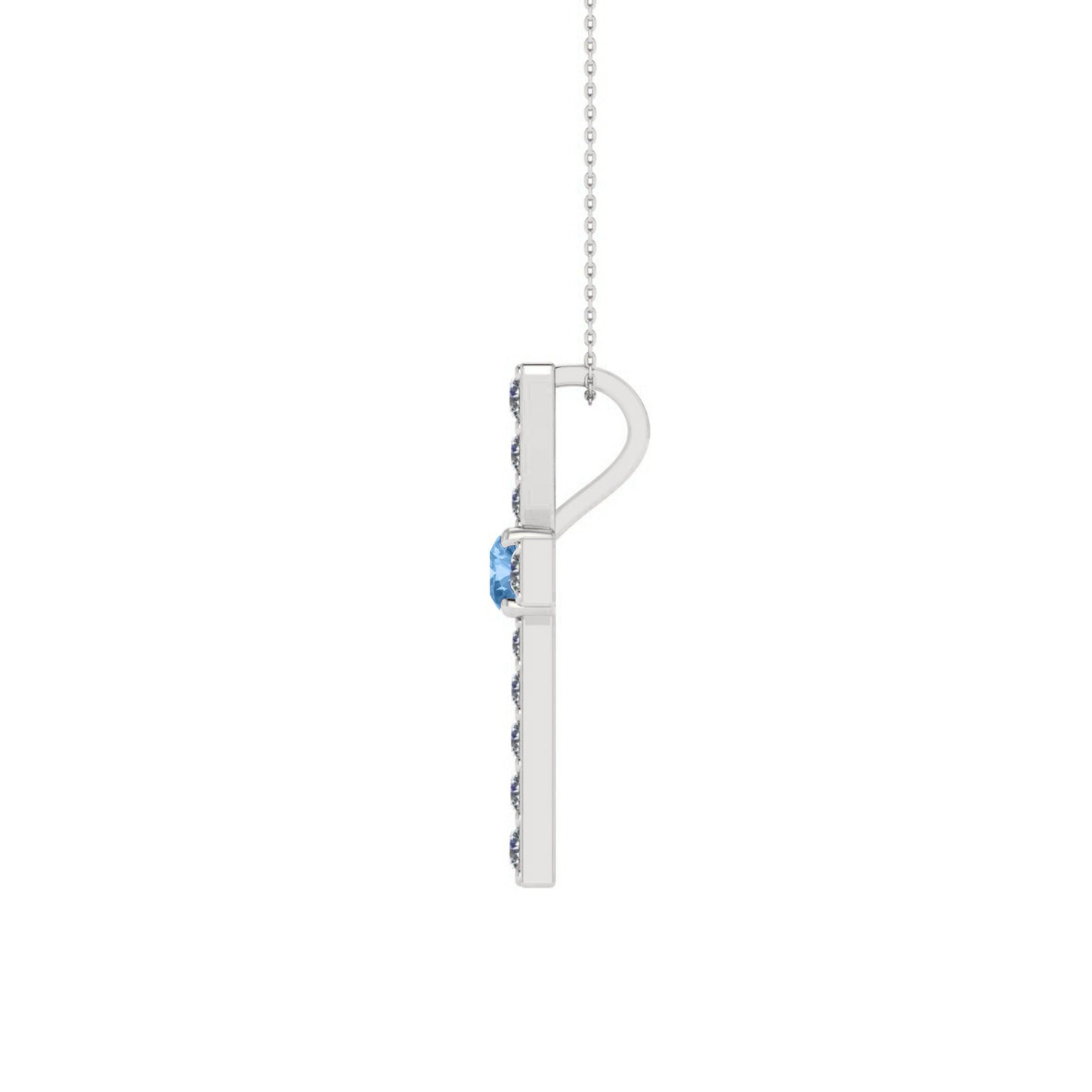 Cross Pendant | Sterling Silver Birthstone Necklace | Diamond Accent | Adjustable Chain | 15 Gemstone Choices