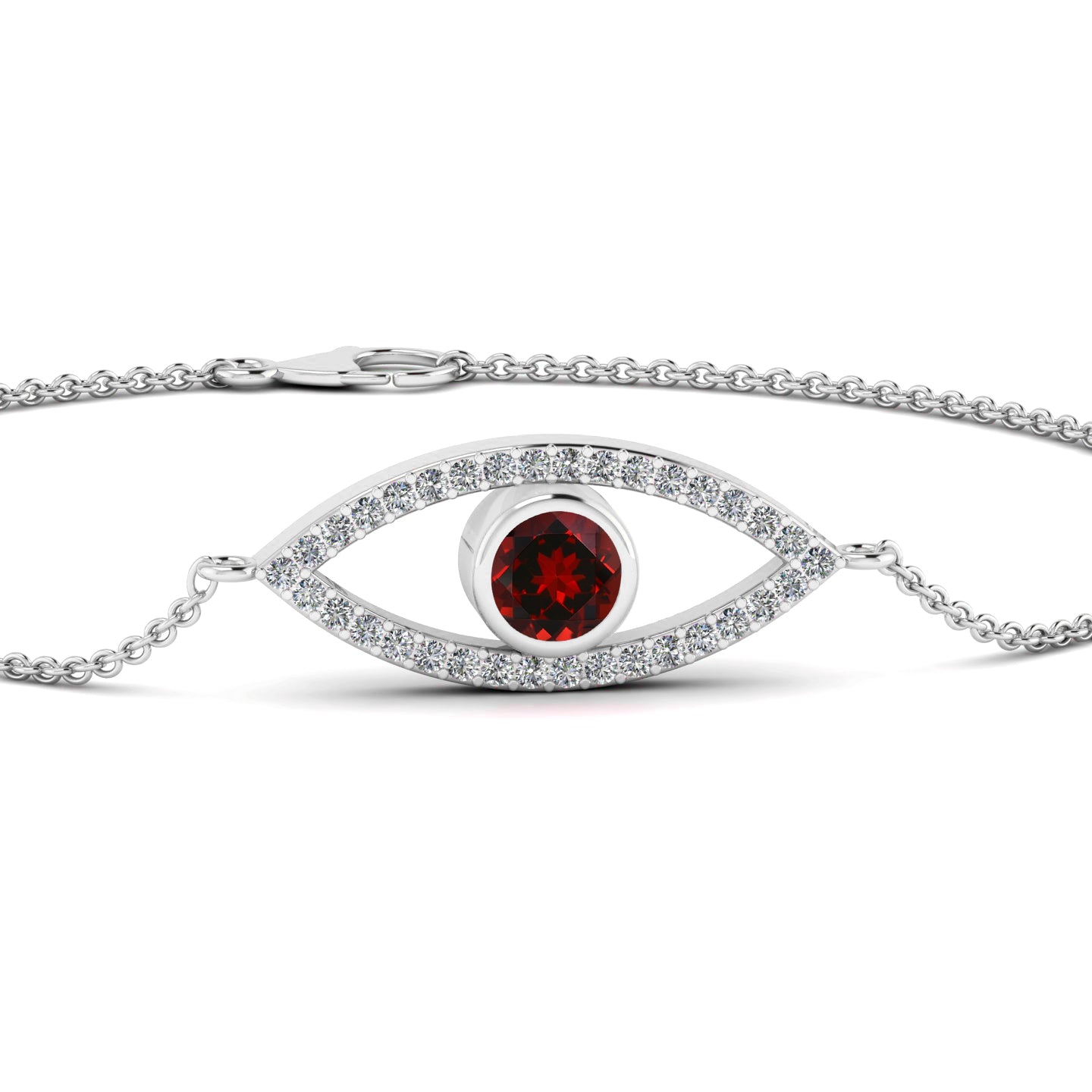 Evil Eye Bracelet | Sterling Silver Birthstone Bracelet | Adjustable Chain | 15 Gemstone Choices | Personalized Gemstone Bracelet