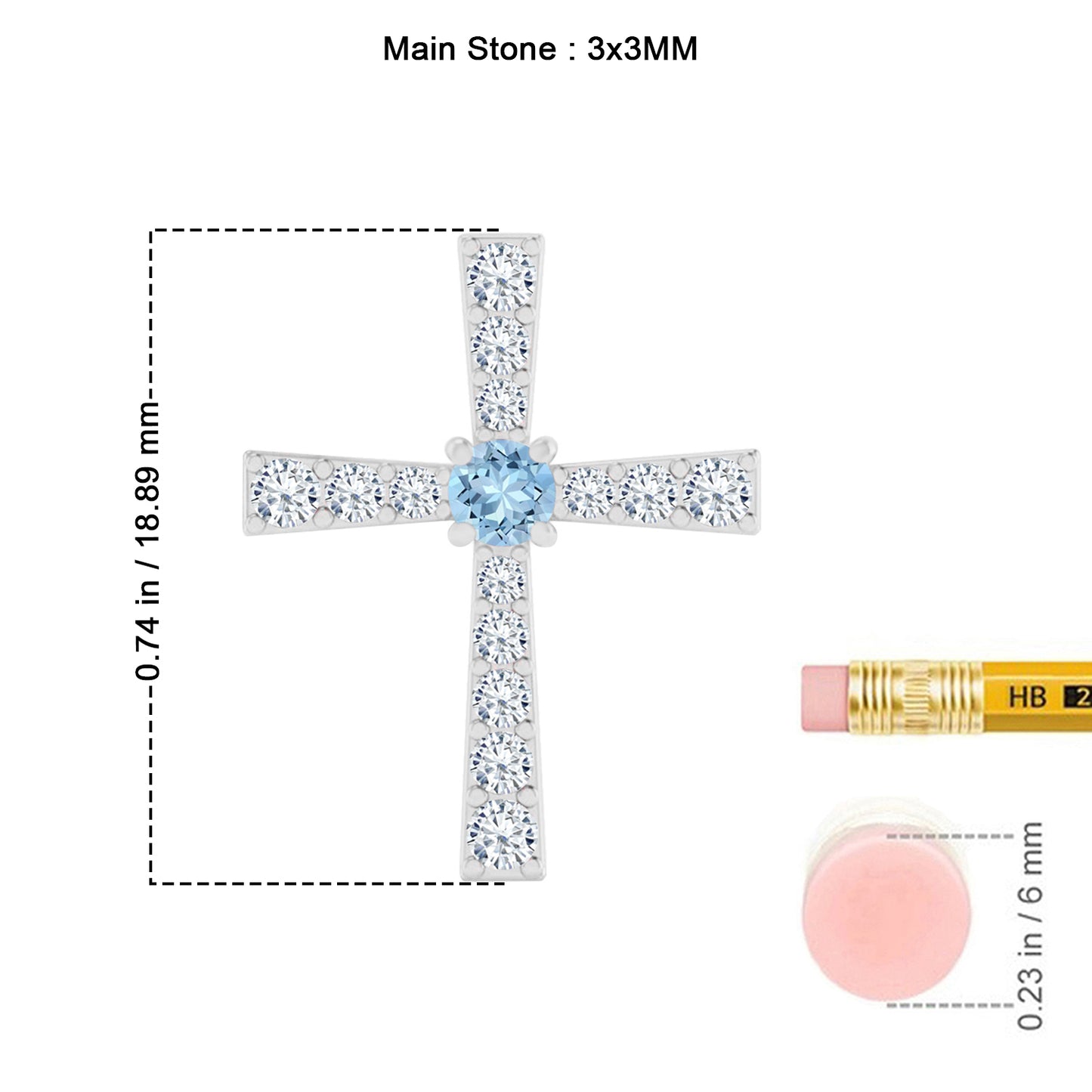 Cross Pendant | Sterling Silver Birthstone Necklace | Diamond Accent | Adjustable Chain | 15 Gemstone Choices